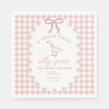 Dummer-Gänse-Blümchen-Land-Rosa-Gingham-Baby-Party