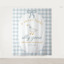 Dummer Gänse-Enten-Blau-Gingham-Baby-Shower-Hinter