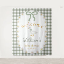 Dummer Gänse-Grün-Gingham-Cottagecore-Baby-Party 