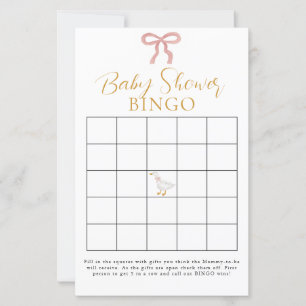Dummer Gänse-Rosa-Gingham-Baby-Shower-Bingo