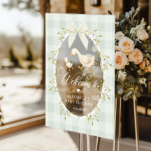 Dummer Gänse-Sage-Gingham-Baby-Shower-Begrüßung