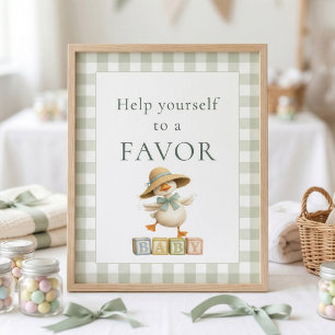 Dummer Gänse-Salbei-Gingham-Geschenk-Schild Baby-P Poster