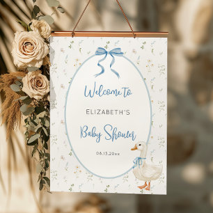 Dummer Gänseblauer Blumen-Baby-Shower-Willkommen Poster