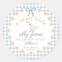 Dummer Gänseblumen-Baby-Shower Blau Gingham