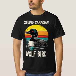 Dummer Kanadischer Wolf Vogel   Lustiger Retro-Loo T-Shirt