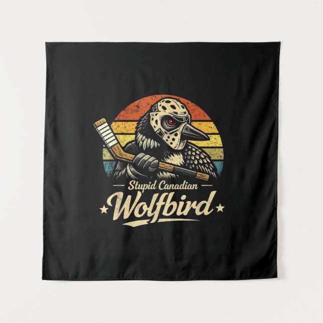 Dummer Kanadischer Wolf Vogel  Wandteppich (Vorderseite)