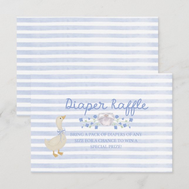 Dummer kleiner Gänse-Baby-Party-Windel-Raffle Begleitkarte (Vorne/Hinten)