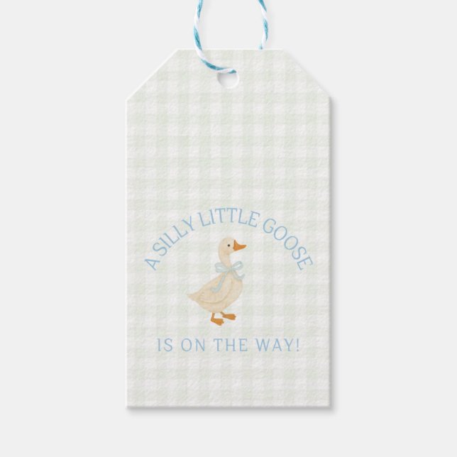 Dummer kleiner Gänse-Baby-Shower Geschenkanhänger (Vorderseite)