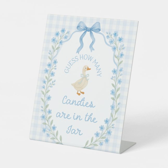Dummer Kleiner Gänse-Baby-Shower-Ratspiel Sockelschild (Vorderseite)