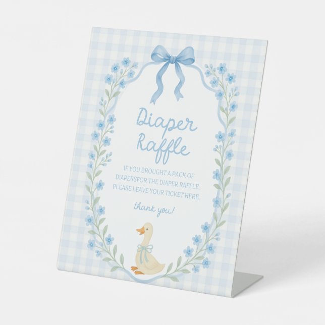 Dummer kleiner Gänse-Babyshower-Windel-Raffle Sockelschild (Vorderseite)