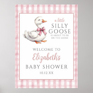 Dummer kleiner Gänse-Rosafarben-Baby-Shower-Willko Poster