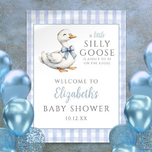 Dummer kleiner Gänseblauer Babyshower-Willkommenss Poster