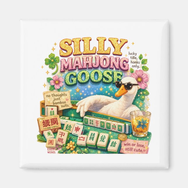Dummer Mahjong-Gans Süßer Vogel Magnet (Vorne)