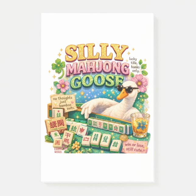 Dummer Mahjong-Gans Süßer Vogel Post-it Klebezettel (Vorderseite)