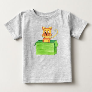 Dummer orange spielender Katze in einer Box Baby T-shirt