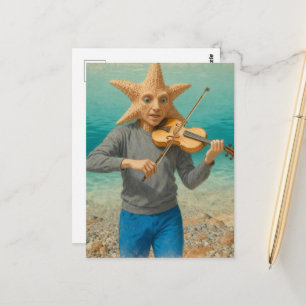 Dummer Seestern, der Musik macht Postkarte