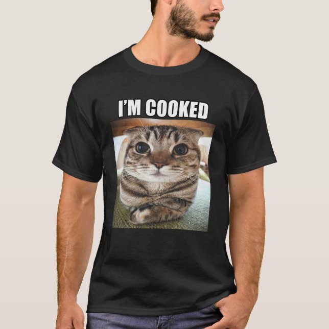 Dummer starrender Katze Ich bin gekocht Meme T-Shirt (Vorderseite)