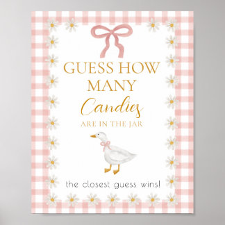 Dummerweise Gans Rosa Gingham Baby Shower Ratespie Poster