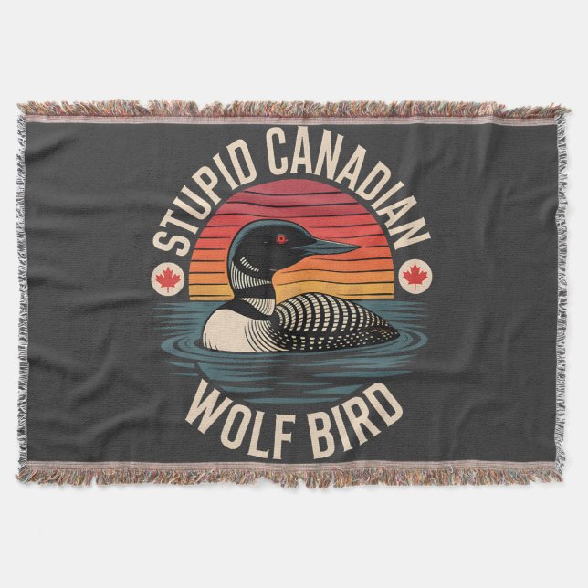 Dummes Kanadischer Wolf Vogel Loon Humor Decke (Vorderseite)