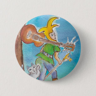 Dummkopf mit Gitarre (runder Knopf) Button