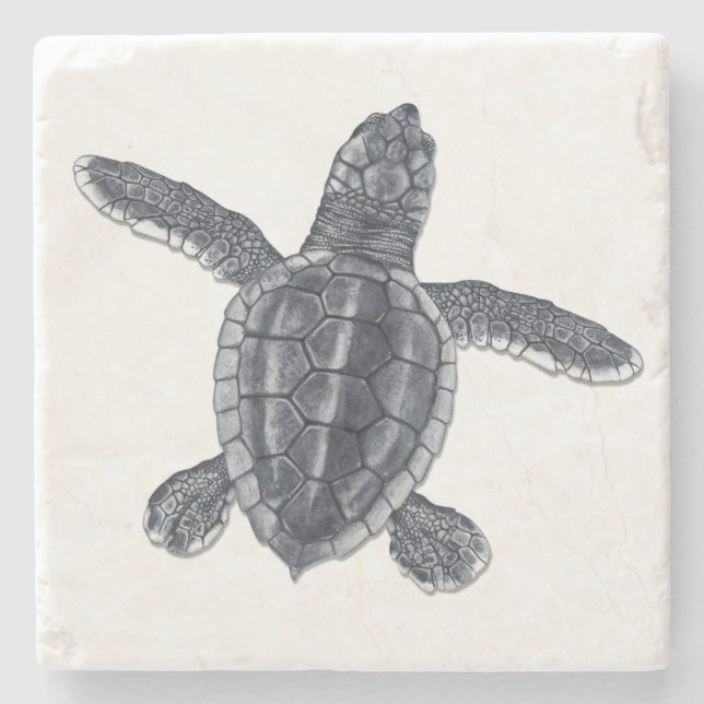 Dummkopf-Seeschildkröte-Stein-Untersetzer Steinuntersetzer (Vorderseite)