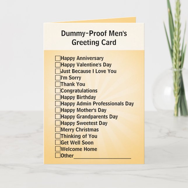Dummy-Proof Men Grußkarte Feiertagskarte (Vorderseite)
