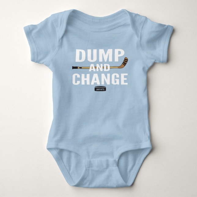Dump and Change Hockey Baby Boy Blue Jersey Baby Strampler (Vorderseite)