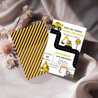 Dump LKW Bau Thema Geburtstag Einladung