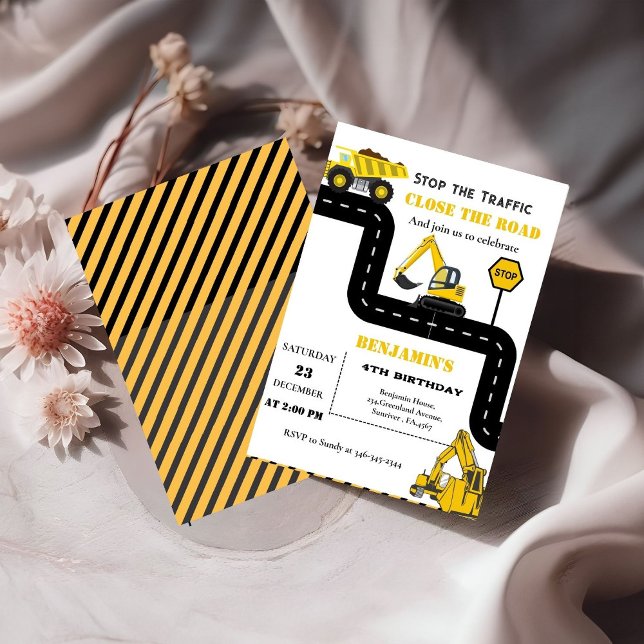 Dump LKW Bau Thema Geburtstag Einladung (Von Creator hochgeladen)