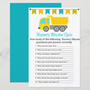 Dump LKW Kinderzimmer Rhyme Quiz Kinderduschenspie