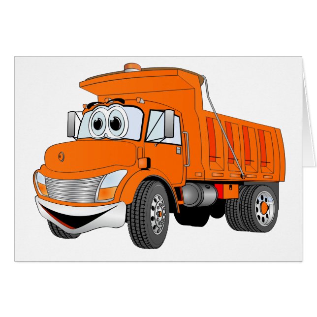 Dump Truck 2 Axel Orange Cartoon (Vorderseite (Horizontal))
