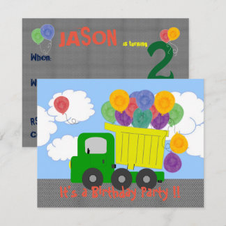 Dump Truck Balloons Birthday Invite Einladung