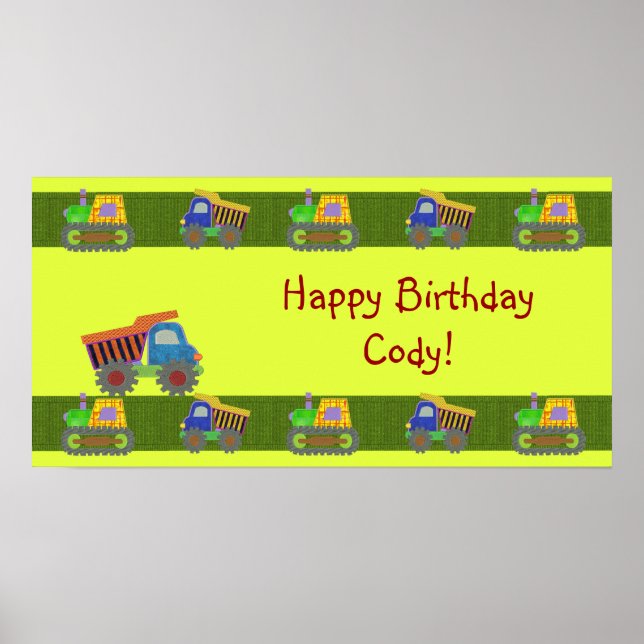 Dump Truck Birthday Banner Poster (Vorne)