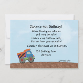 Dump Truck Birthday Einladung