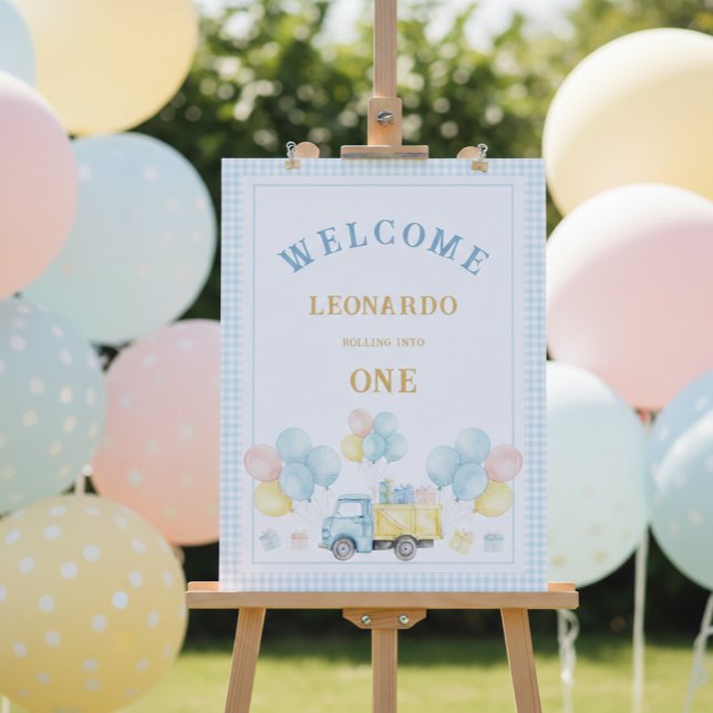 Dump Truck Boy First Birthday Party Welcome Poster (Von Creator hochgeladen)