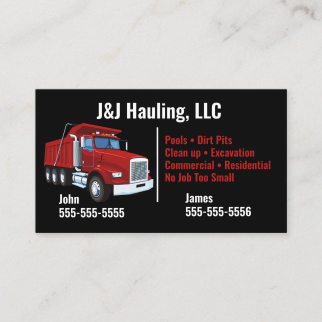 Dump Truck Business Card  Visitenkarte (Vorderseite)