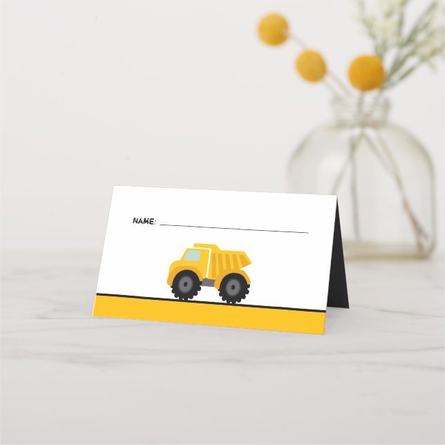 Dump Truck Construction Birthday Platzkarte (Vorderseite)