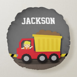 Dump Truck Construction Builder Boys Room Decke Rundes Kissen