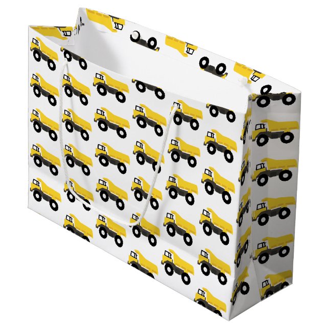 Dump Truck Construction Trucks Große Geschenktüte (Vorderseite Schrägansicht)