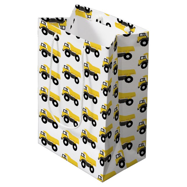 Dump Truck Construction Trucks Mittlere Geschenktüte (Vorderseite Schrägansicht)