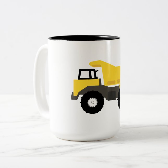 Dump Truck Construction Trucks Zweifarbige Tasse (Vorderseite Links)