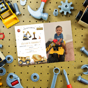 Dump Truck & Digger   Kinderbau Geburtstag Einladung