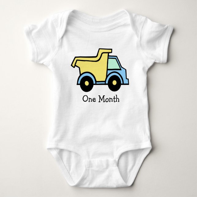 Dump Truck Erster Monat Baby Strampler (Vorderseite)