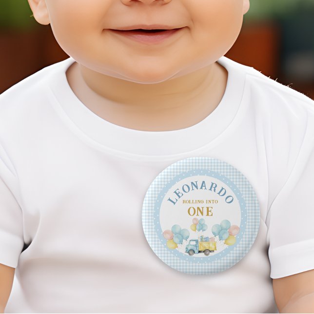 Dump Truck First Birthday Boy Button (Von Creator hochgeladen)