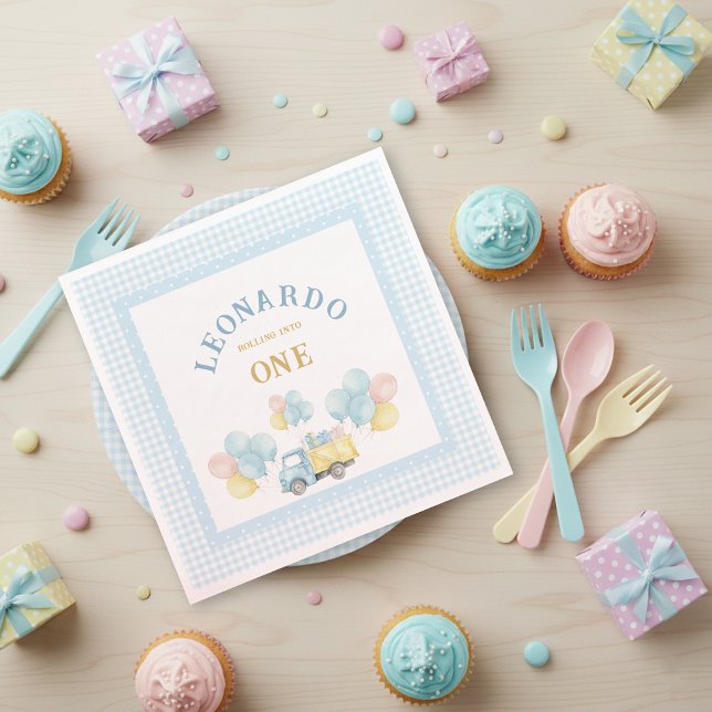 Dump Truck First Birthday Boy Serviette (Von Creator hochgeladen)