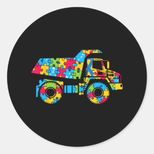 Dump Truck Puzzle Autismus Bewusstsein Autistische Runder Aufkleber
