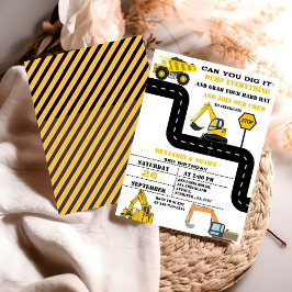 Dump Truck Twin Boy Construction Geburtstag Einladung