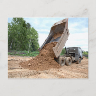 Dump Truck Unloading Dirt Postkarte