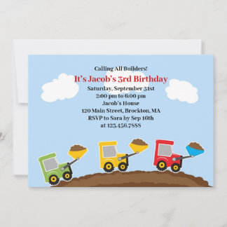 Dump Trucks Constructions Birthday Einladung