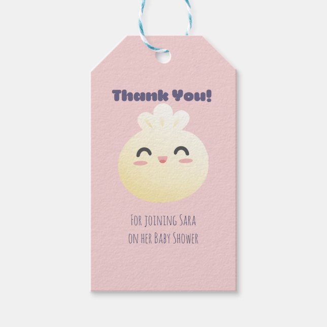 Dumpling Baby Shower Girl Danke Geschenkanhänger (Vorderseite)